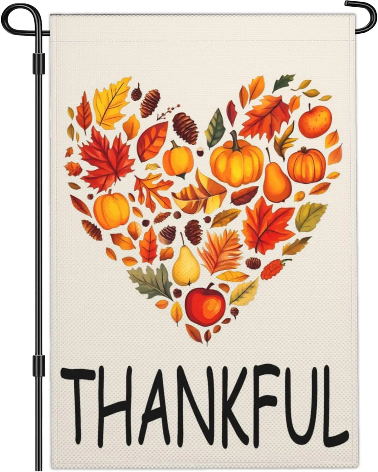 Thanksgiving Garden Flags for Outside 12x18 Inch Double Sided Thankful Autumn Leaf Heart Yard Sign Garden Flags for Fall Out GGO
