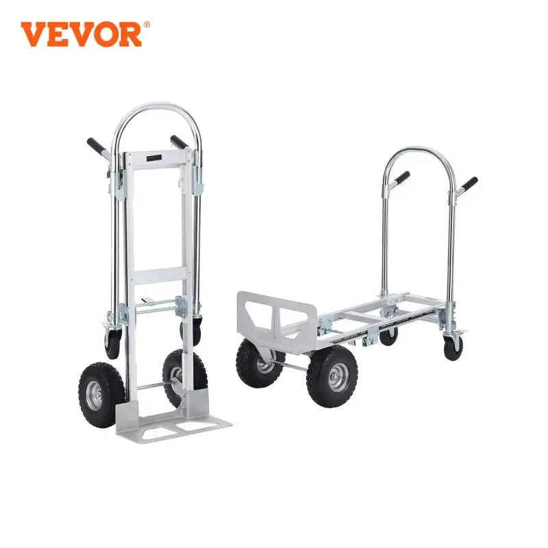 VEVOR 1000 lbs Aluminum Folding Hand Truck Industrial Collapsible Dolly with Rubber Wheels for Transport Moving in Warehouse