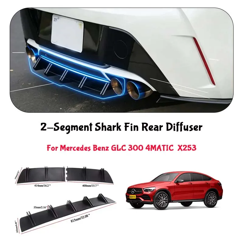 For Mercedes Benz GLC 300 4MATIC   Shark Fin Rear Diffuser Split Chassis Spoiler Auto Aerodynamic Parts Aerodynamic Modification