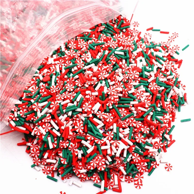 50g Mixed Xmas Snowfake Slices Christmas Polymer Clay Sprinkles Crafts Soft Clay Nail Art DIY Slime Mud Filler Accessories