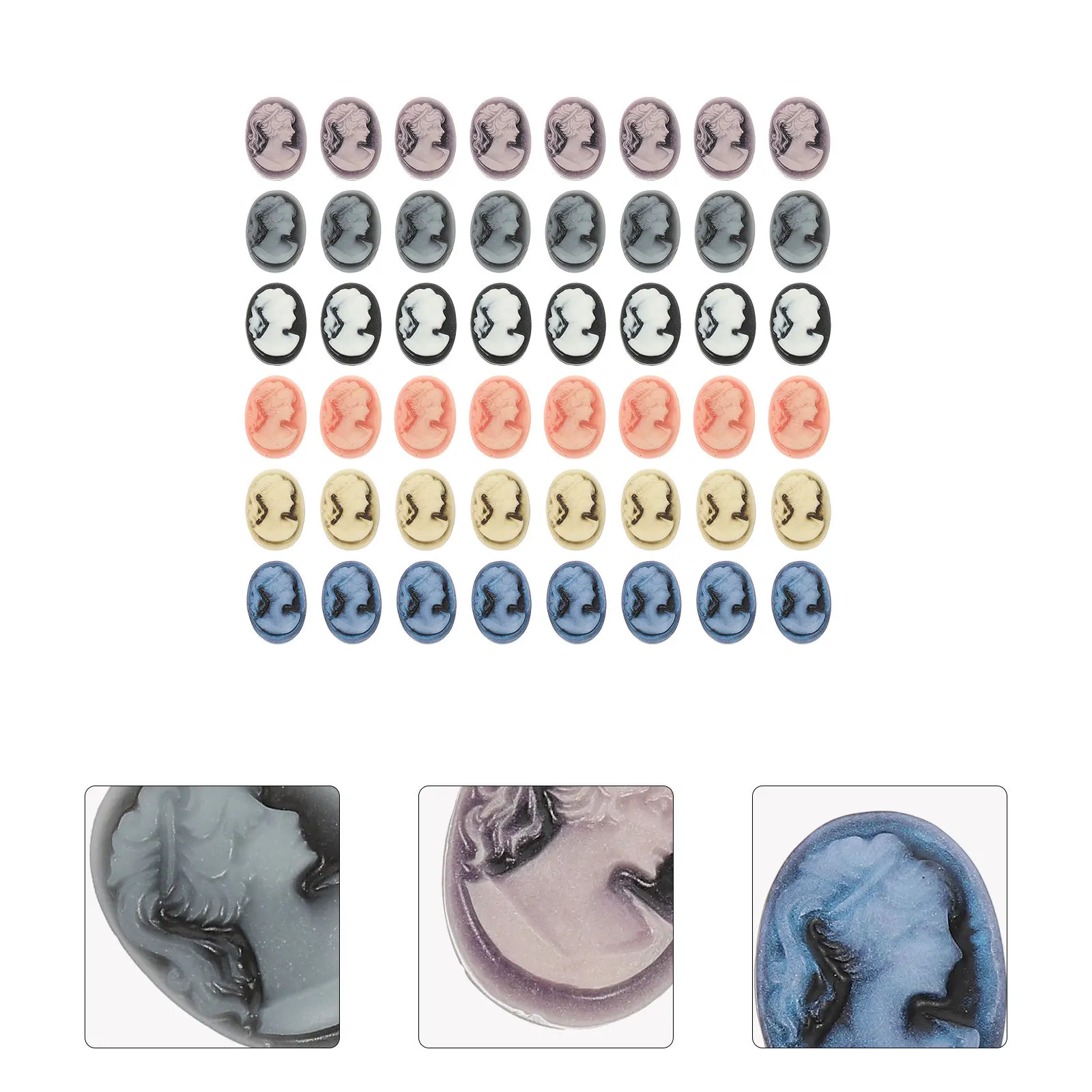 

48pcs Beauty Head Resin Cabochons Flat Back No Hole Diy Decor For Phone Case Jewelry Making Supplies Decoration Accessories