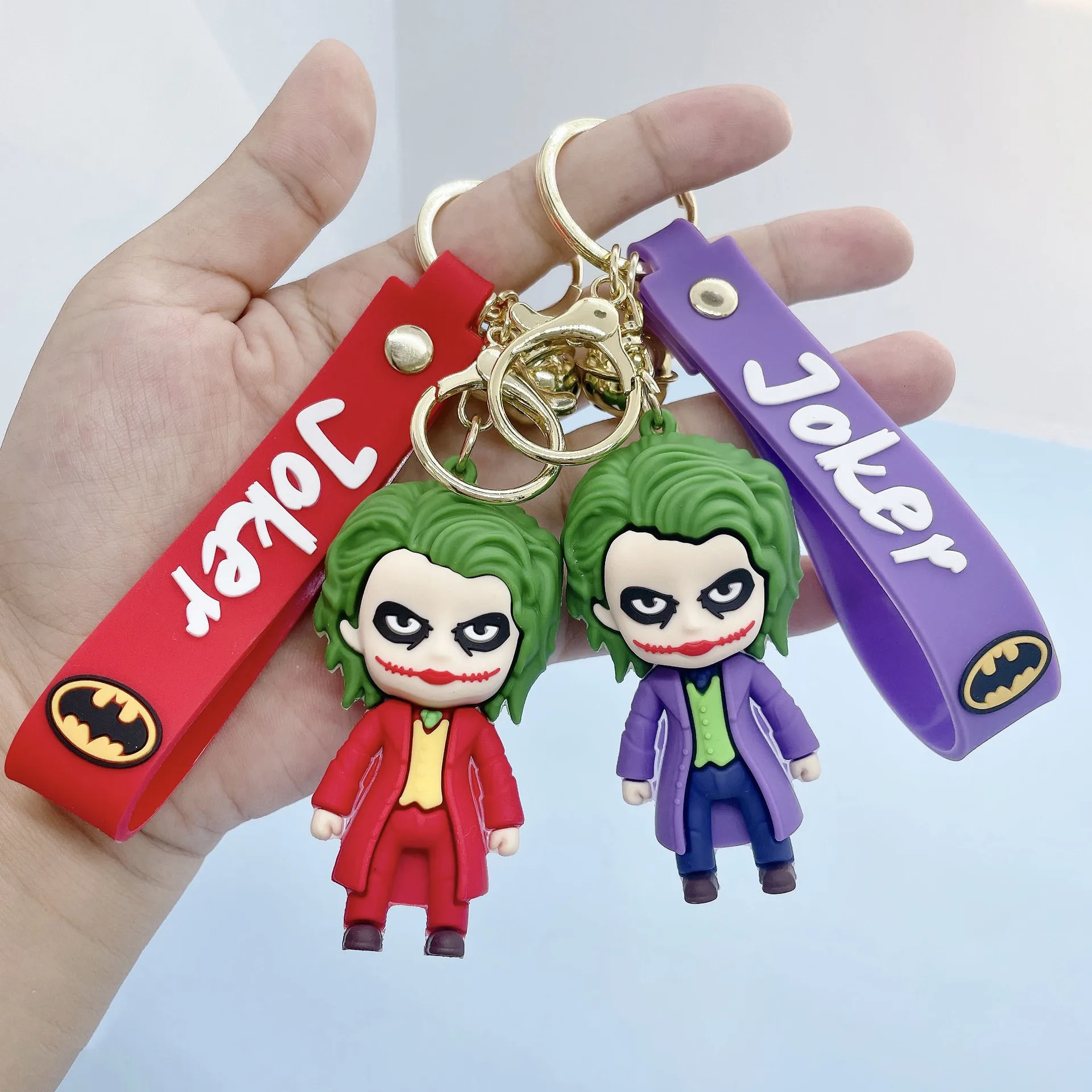 Anime Harley Quinn Cartoon Marvel Batman Joker Image Doll Keychain Cute Key Ring Pendant Wonder Woman Jewelry Gifts for Friends