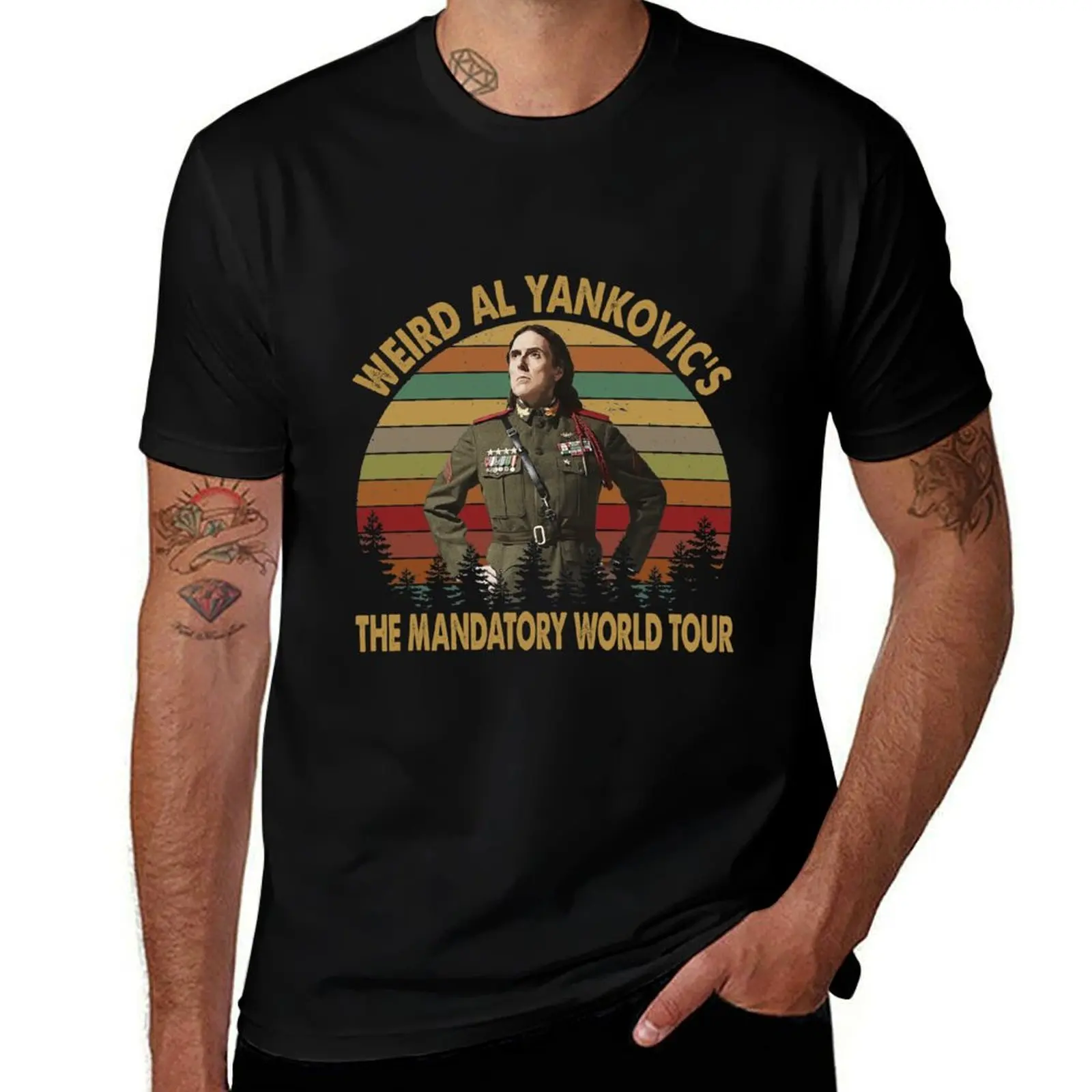 Weird AL Yankovic The mandatory world tour Vintage T-Shirt oversized graphic t shirts blue archive men clothing