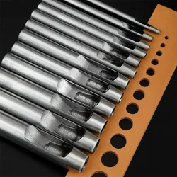 2024 New Kit Hollow Punch Set Round Hole Punch Tool Steel Leather Craft Working for Watch Band,Fabric,Plastics,Gasket Belt