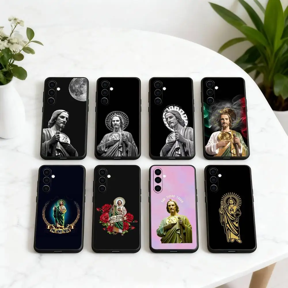 

San Judas T-Tadeo Judas the Loyal Phone Case Black Silicone Soft For Samsung Galaxy A73,A72,A71,A70,A53,A52,A51