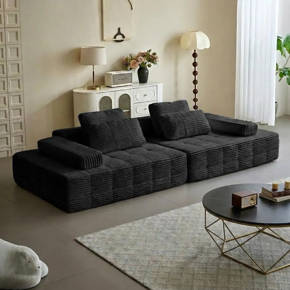 Oversized Chaise Lounge with Deep Seating, Cloud Sleeper Sofa, Luxury Corduroy, No Assembly Needed