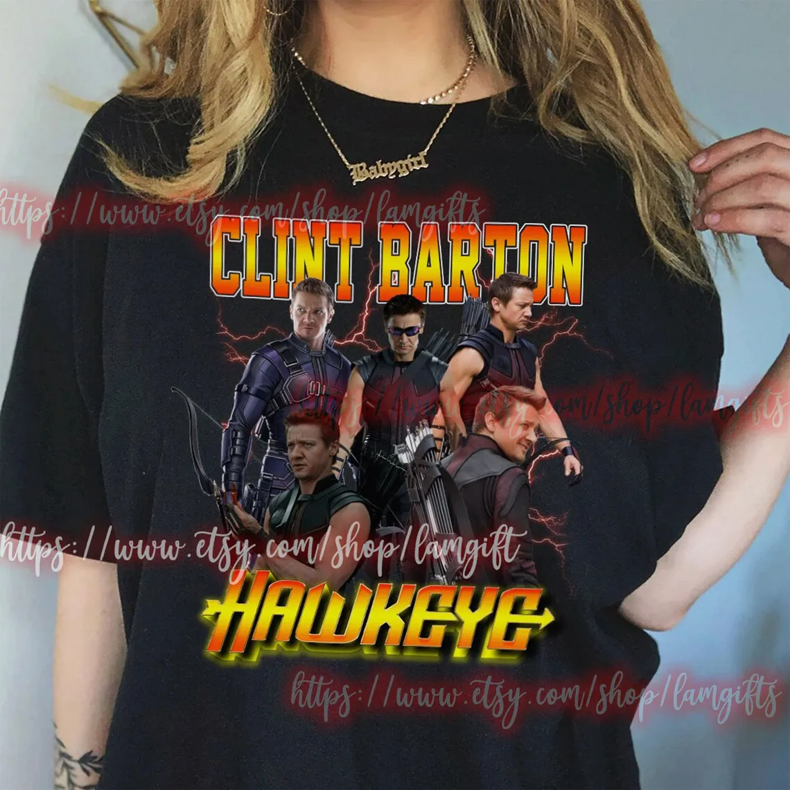 Clint Barton Hawkeye Shirt Hawkeye Sweatshirts Jeremy Renner Hawkeye Hoodie 90s Vintage Graphic Tee  Gift For Woman  Merch