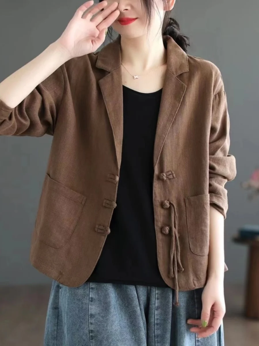 

Ретро китайский художественный костюм с кисточками Jaet, свободный повседневный топ из чистого льна для женщин, новая весенняя женская верхняя одежда Faion