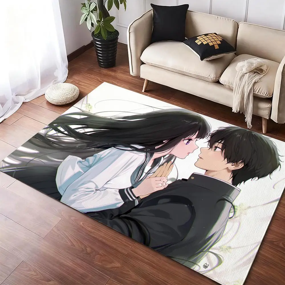

H-Hyoukas cute Eru Chitanda Floor Mat Soft Thickened Non-Slip Door Mat for Living Room Home Decor Flannel Rugs