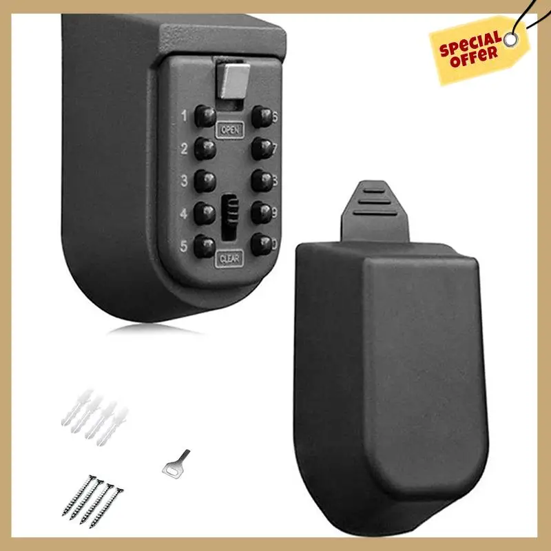 Wall Mounted Key Safe Box Weatherproof 10-Digit Combination Lock Anti-Theft Storage For Home & Outdoor Use