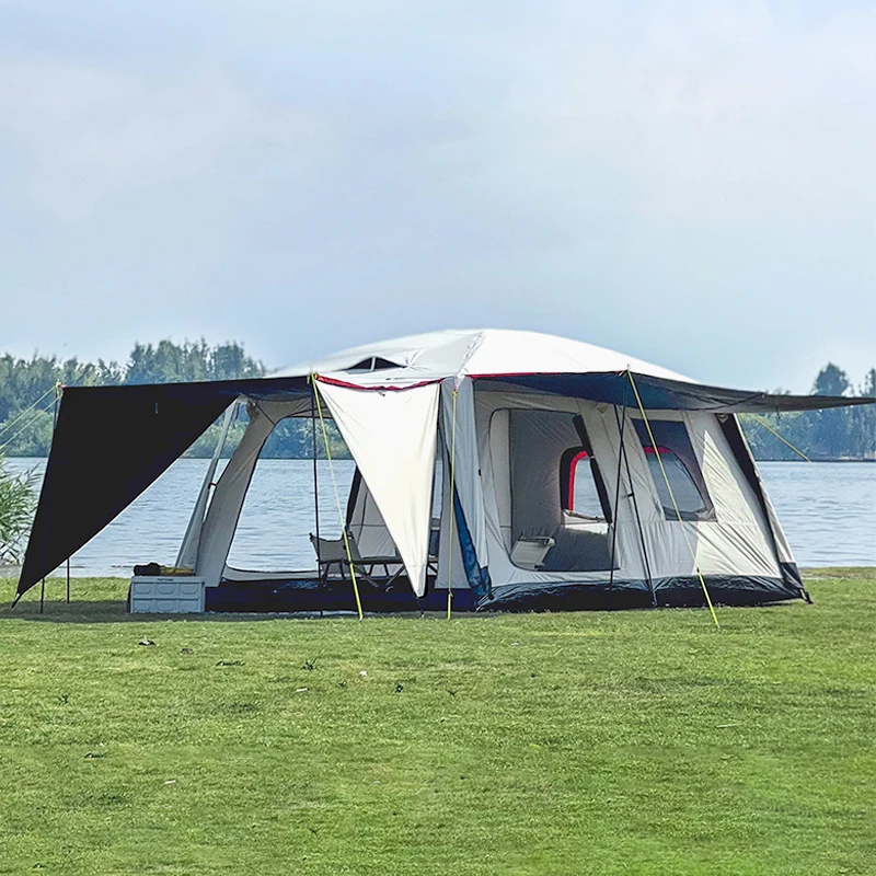 Luxury tent family camping tent 6-10 large camping tent 2 rooms 1 living room support customization