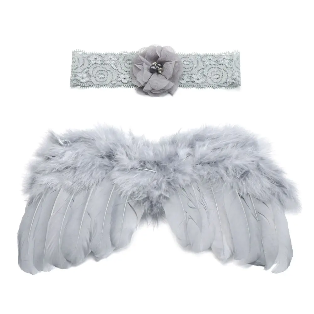 New Newborn Photography Accessories Angel Wing Baby Photo Props Feather Wing Costumes For Infants Girls Headwear Kids Dress