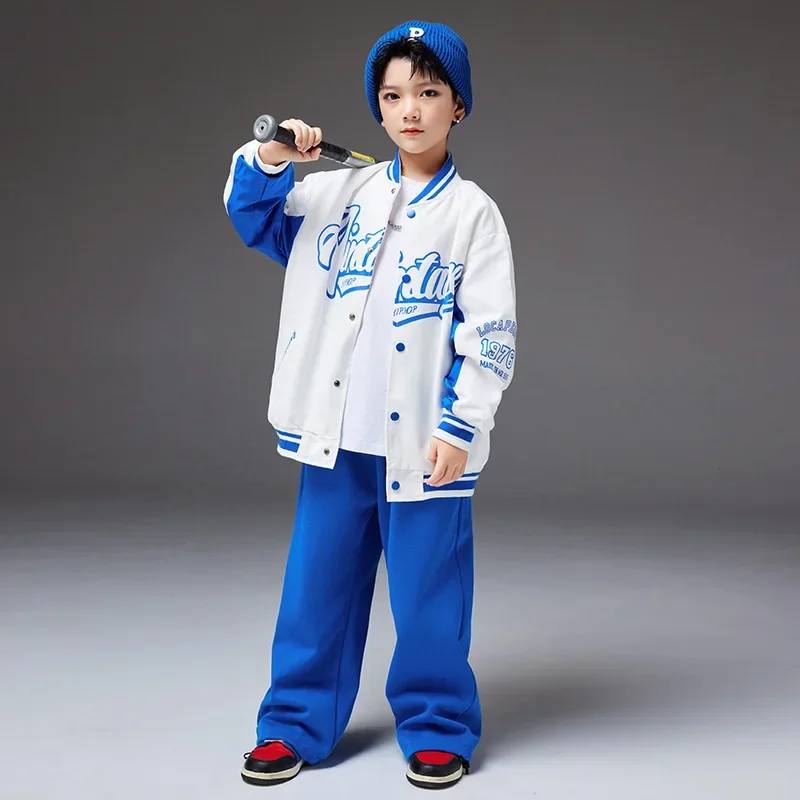 Hip-Hop Kinder kleidung Street Dance Outfit Brief druck Baseball Uniform lose Jogging hose Set Mädchen Jungen Jazz Tanz kostüme