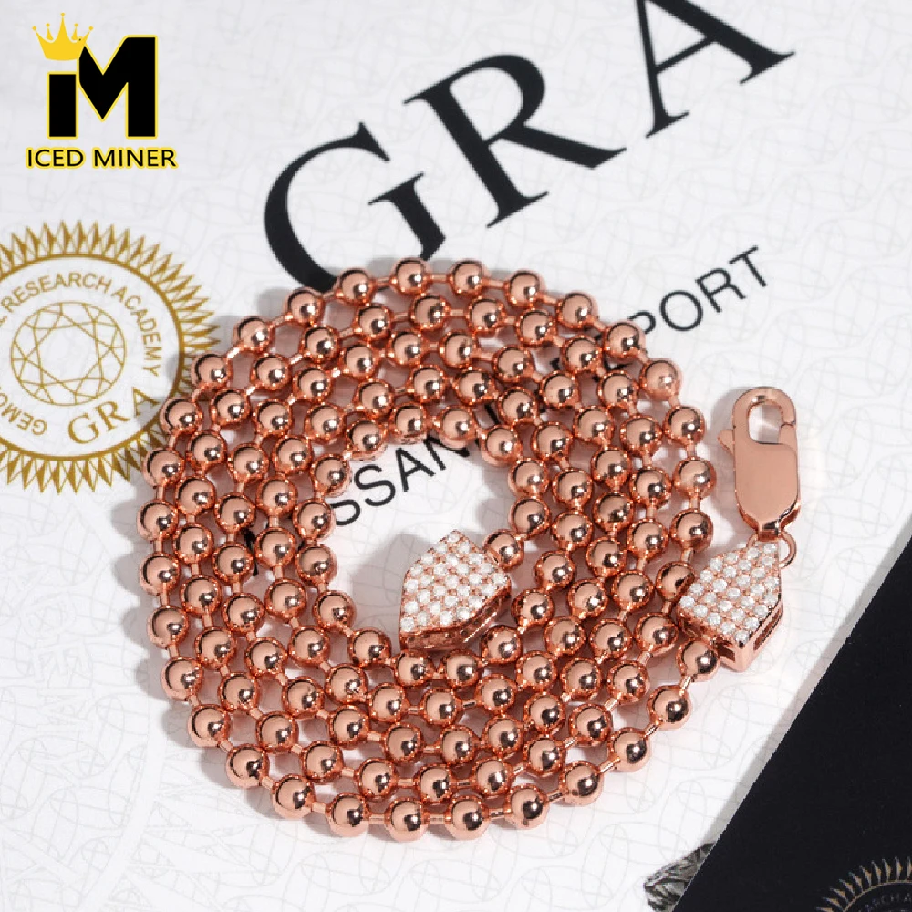 Icedminer 3 مللي متر VVS مويسانيتي الكرة ربط سلسلة مثلج خارج القلائد للرجال النساء S925 الفضة المختنق تمرير تستر الهيب هوب مجوهرات GRA