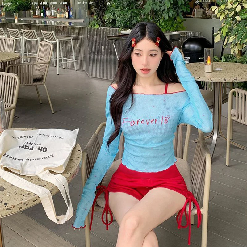 Damen Y2K Bikini Set Dopamin Dressing Zweiteilige Badebekleidung mit Cover-Up Pure Sexy Badeanzug Sommer Beachwear Schwimmkleid