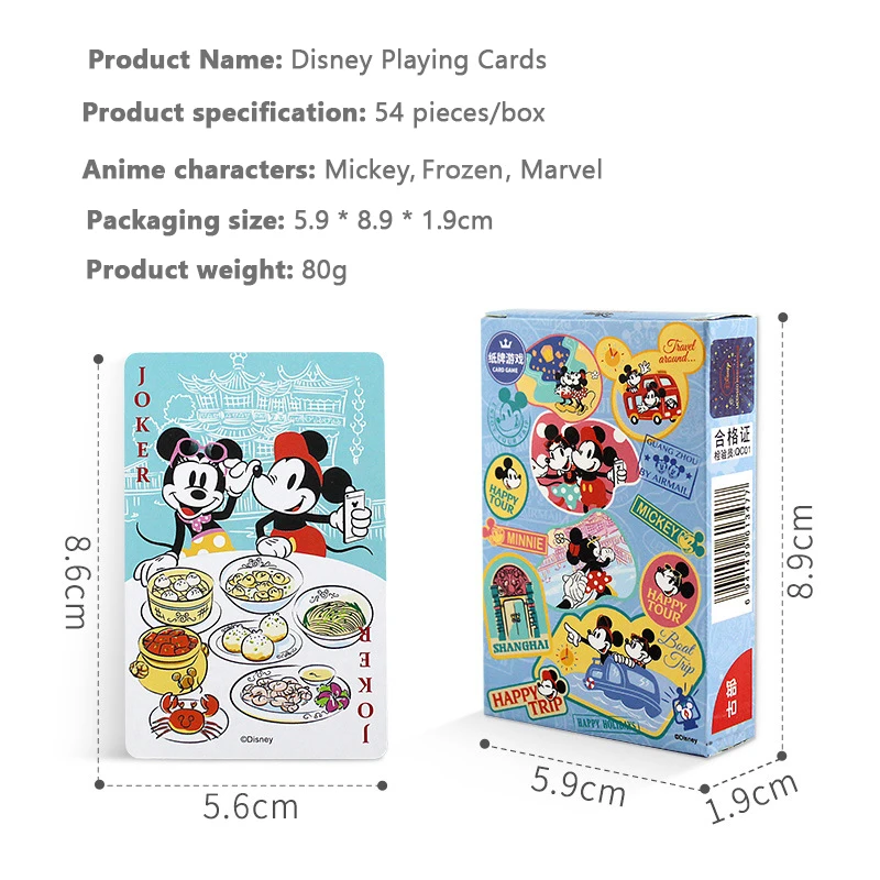 Disney Paper Playing Cards Mickey Minnie Mouse Marvel Avengers Frozen Anime Cartoon Poker Cards Children Adult  Desktop Game