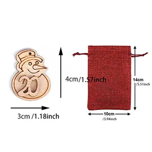 Christmas Advent Calendar Bags, Wood Listing labels, Christmas decoration, 24-day ornaments, 1-24, 24pcs 12 Main Sales Wood Calendar - №4