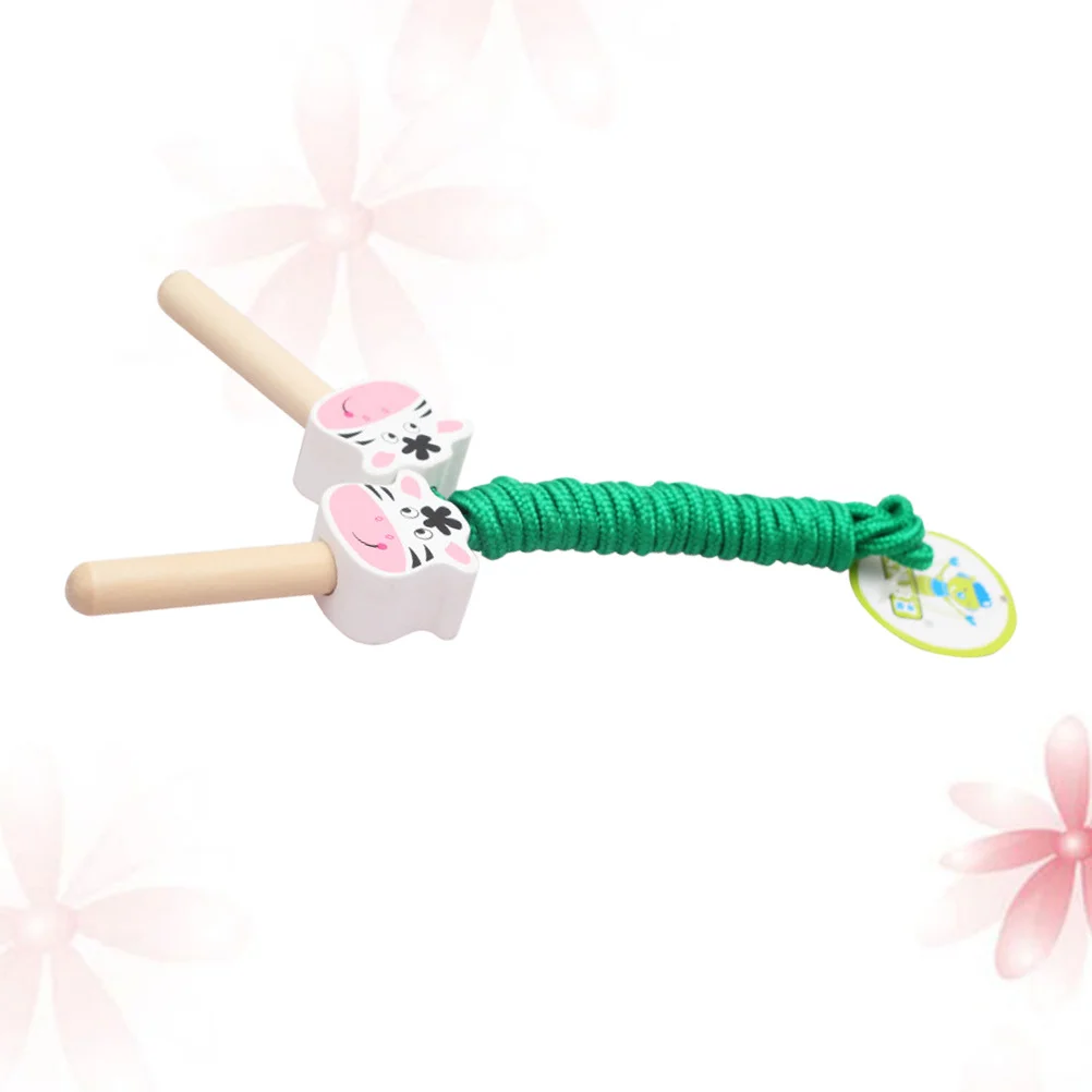 

Animal Print Adjustable Jumping Rope Wooden Handle Green Cartoon Skipping Rope for Indoor Outdoor Exercise Jumping Ropes