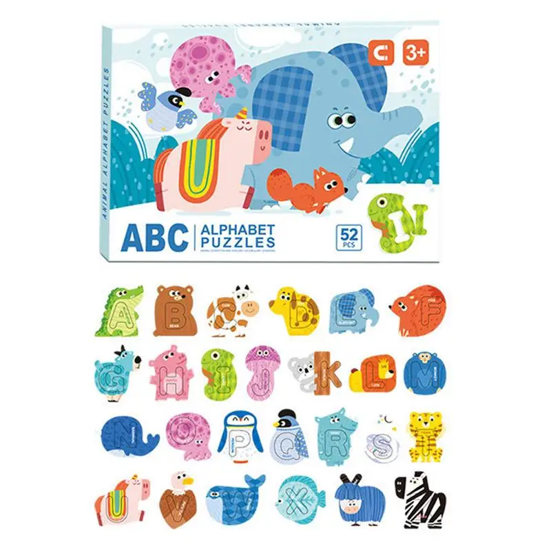 Animal Shape Matching Puzzle Magnetic Animal Jigsaw Puzzle Set Capital English Letters Puzzle Blocks Game Ages Over 3 Years Old