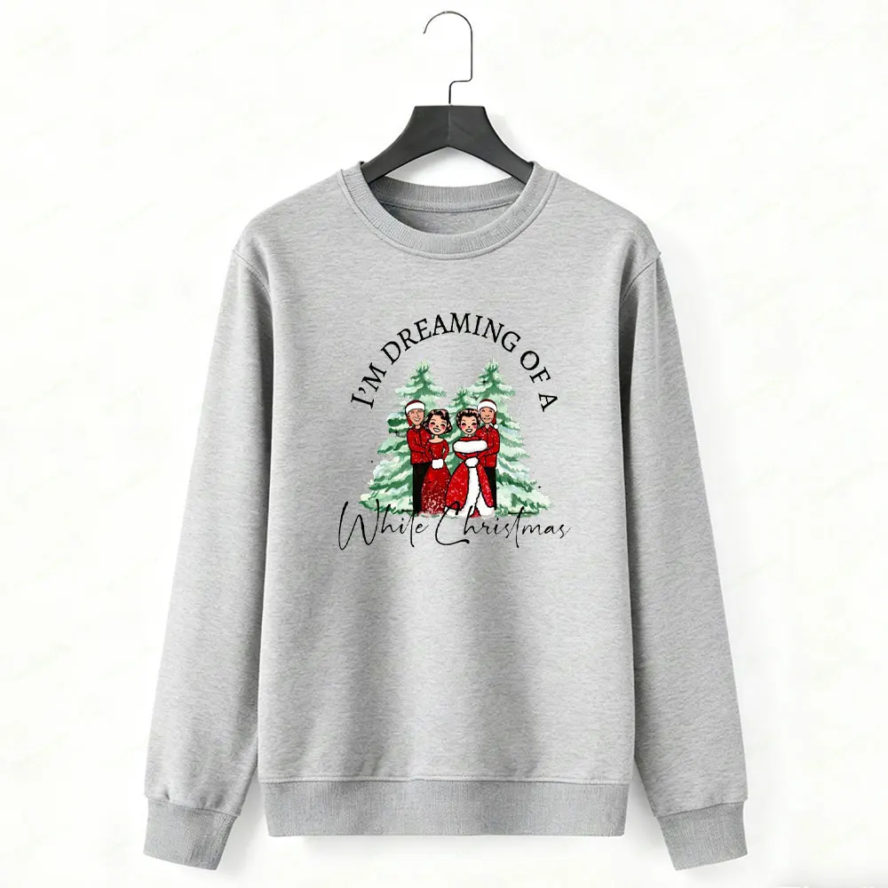 私はホワイトクリスマスを夢見ています パーカー クリスマスファミリーマッチングスウェットシャツ ノームズTシャツ クリスマスファミリーパーカー 女性服