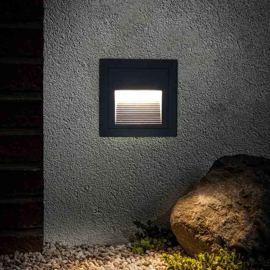 86x86MM Outdoor LED Step Lights Waterproof LED Wall Lamps IP65 Recessed Wall Corner Lamps Steps Decks Pathway Staircase Light