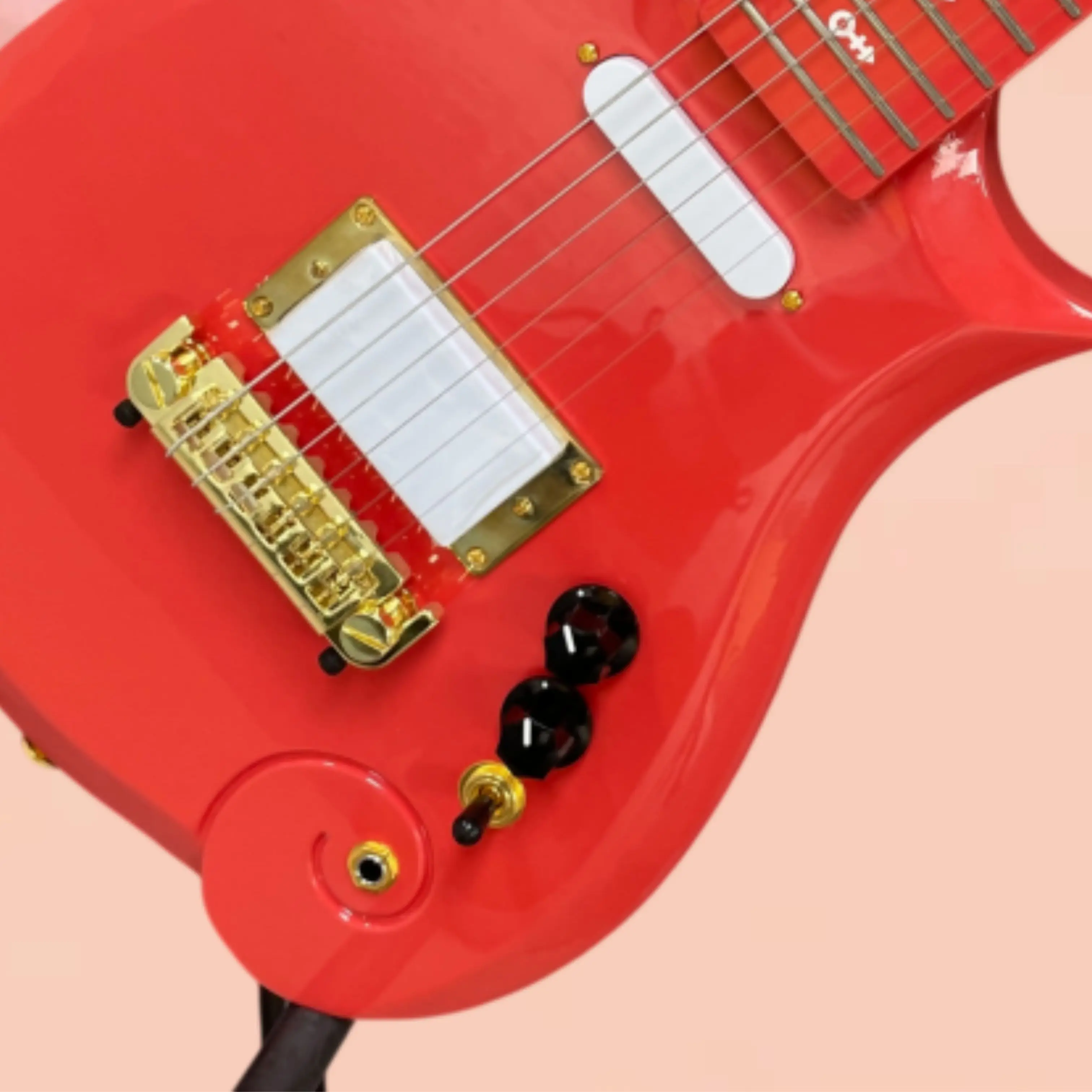 6 String Electric Guitar, Gloss Streamlined Body & Gold Hardware Guitars, Symbol Inlays for Musicians Playing Guitarra