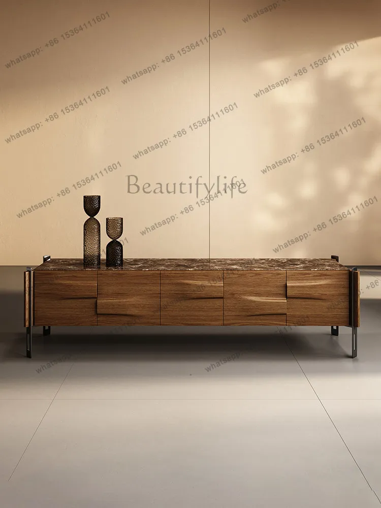 

Italian minimalist TV cabinet Modern minimalist marble light luxury solid wood floor cabinet