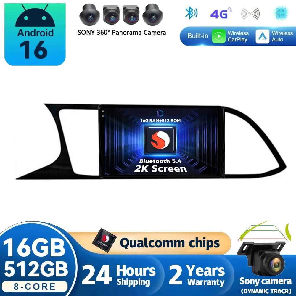 Android 16 Carplay Autoradio für Seat Leon 3 2012 2013 2014 2015 - 2020 Navigation GPS Multimedia-Player Stereo WLAN+4G Auto BT