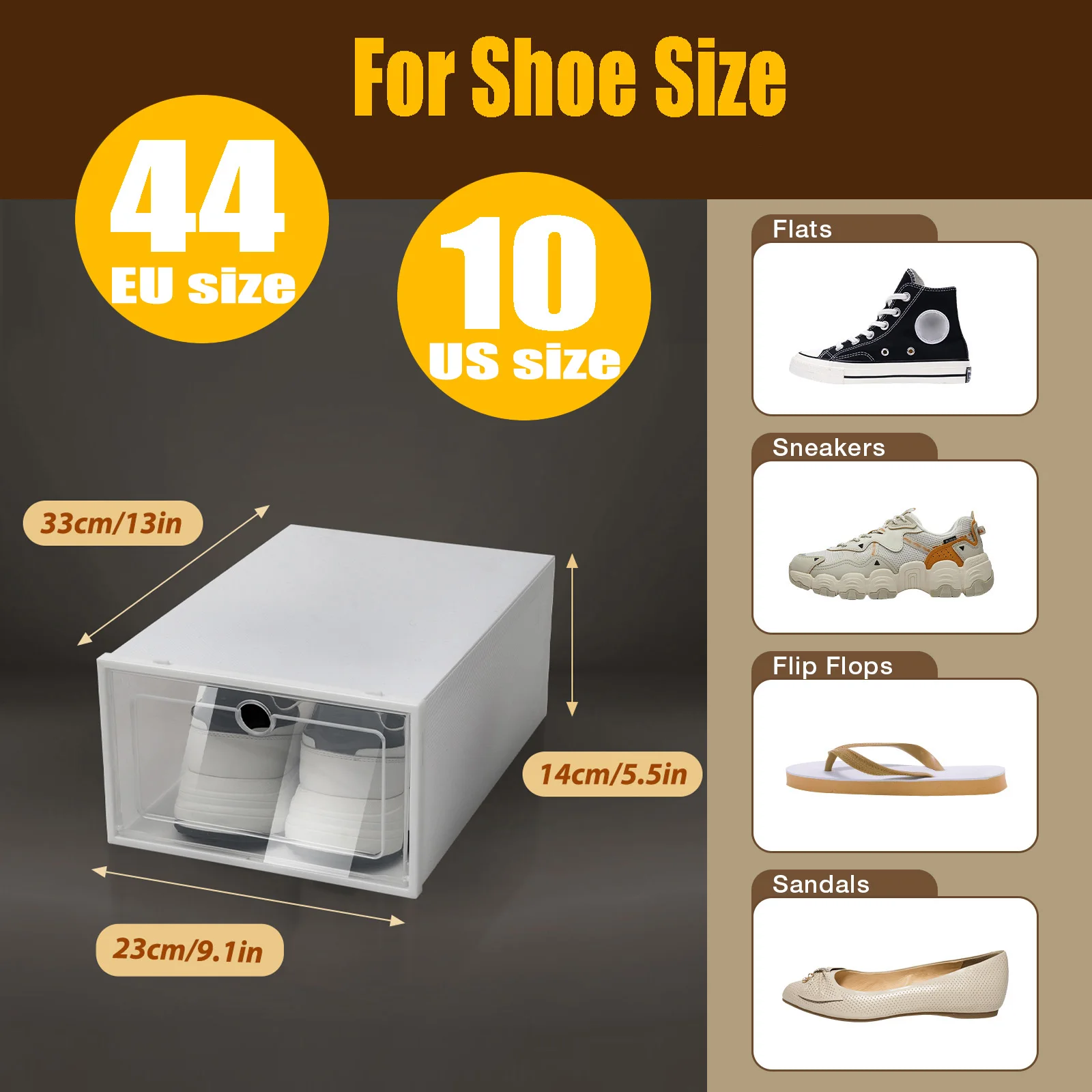 24 قطعة/المجموعة من علبة الأحذية البلاستيكية الشفافة، صندوق أحذية كبير سميك قابل للتكديس، منظم لدرج الأحذية باللون الأبيض