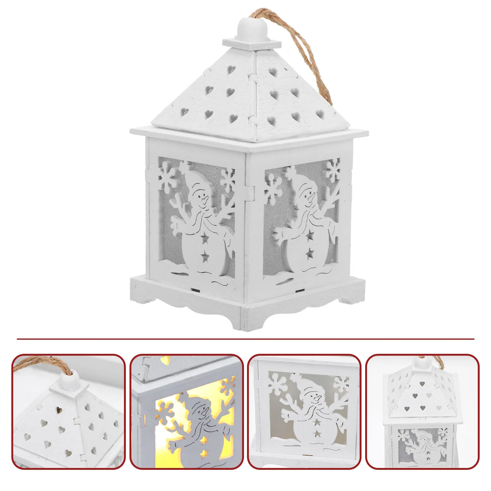 

2 шт. деревянных декоративных светильников в форме домиков для Рождества, с гладкой поверхностью, креативный дизайн, для создания праздничной атмосферы, подвесные украшения для рабочего стола