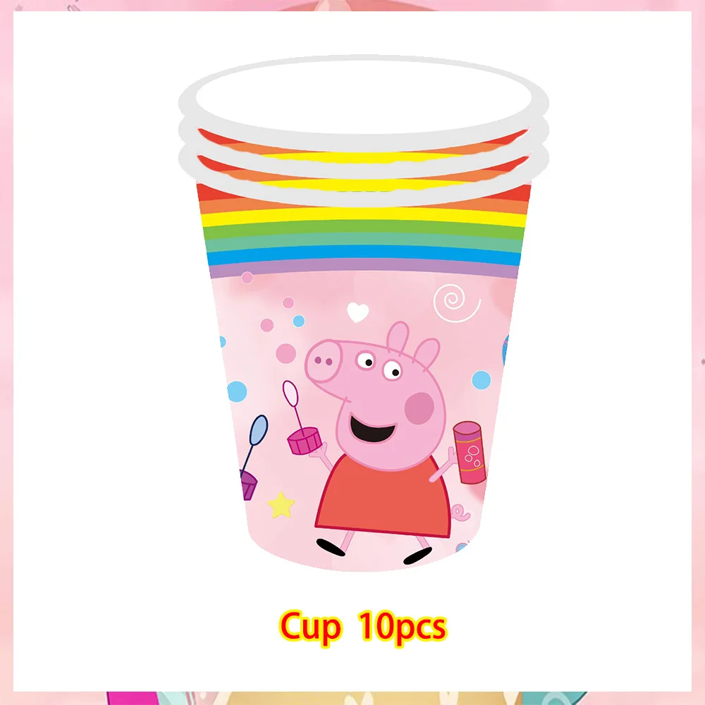 Cartoon Rosa Peppa Pig Geburtstagsparty Dekorations-Set George Pig Partyzubehör Teller Kindergeburtstag Geschenke Babyparty – Detail 28