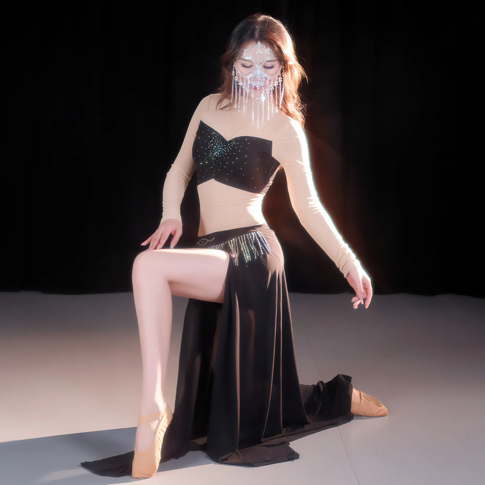 Costume de danse du ventre, Costume de danse orientale, Design Original, Costume de Performance Sexy à franges en maille