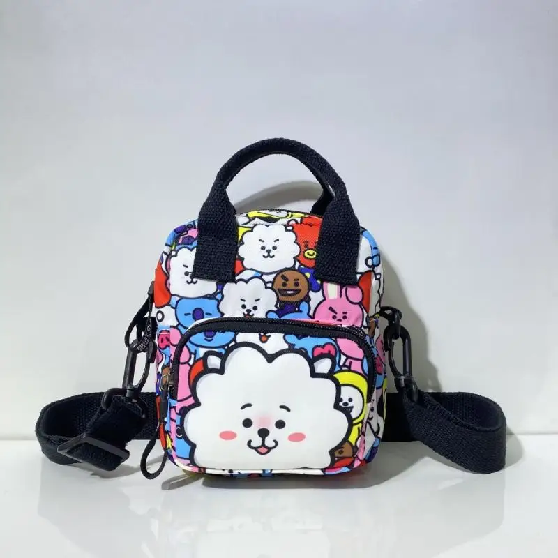 Anime Cartoon Bt21 Chimmy Tata Cooky Canvas Crossbody Single Fashion New Shoulder Bag Travel Shoulder Bag Mobile Phone Bag Gifts