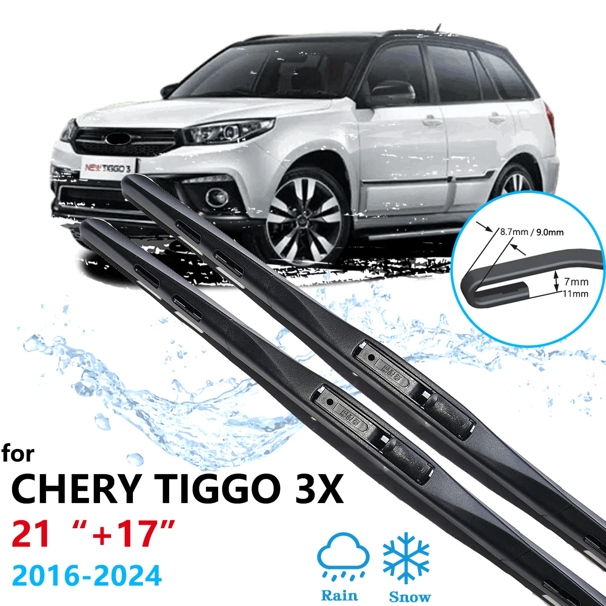 For Chery Chirey Tiggo 3x 2 MVM X22 DR3 2016~2024 Front Wipers Blades Rubber Window Brushe Cleaning Windscreen Parts Accessories