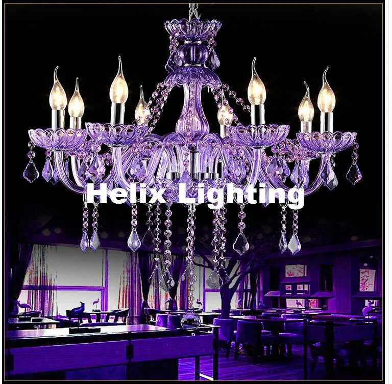 Nowoczesny żyrandol De Purple K9 Crystal Chandelier Lustre Crystal Chandelier Lustres De Cristal Chandelier E14 LED AC Guaranteed