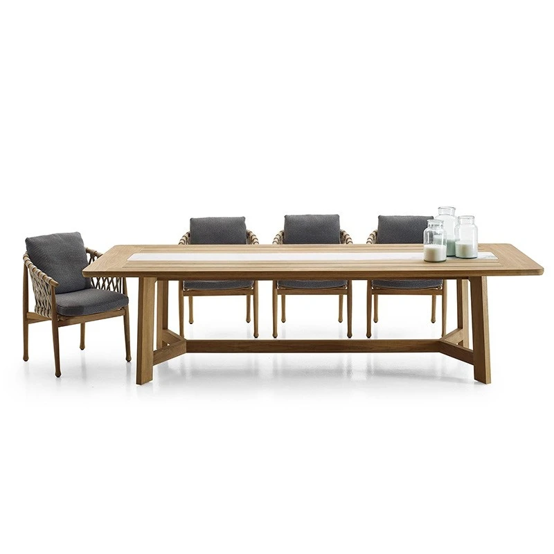 

Nordic Hotel Coffee Outdoor Leisure Rattan Wooden Table and Chair Courtyard Balcony Terrace Villa Rattan Chair Furniture