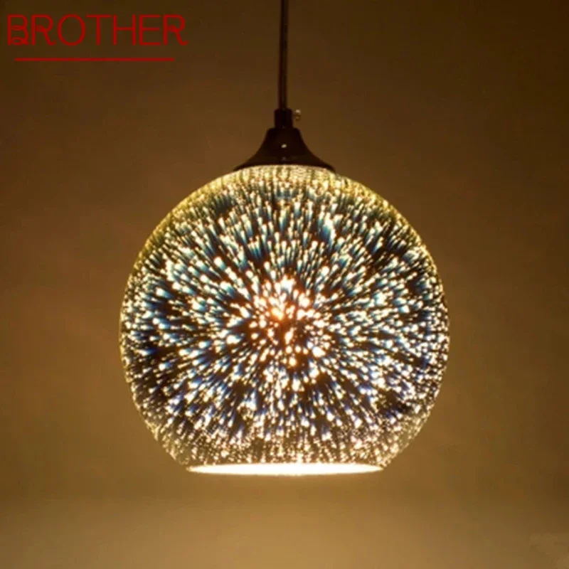 

BROTHER Nordic Color Glass Pendent lamp Modern Bedroom Bedside lamp Art LED Restaurant Bar Cafe Aisle Chandelier