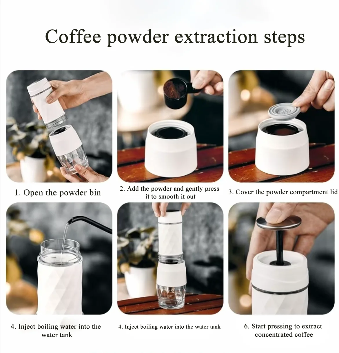 Portable Coffee Maker Espresso Machine Hand Press Capsule Ground 3 In1 Coffee Brewer Portable for Travel and Picnic