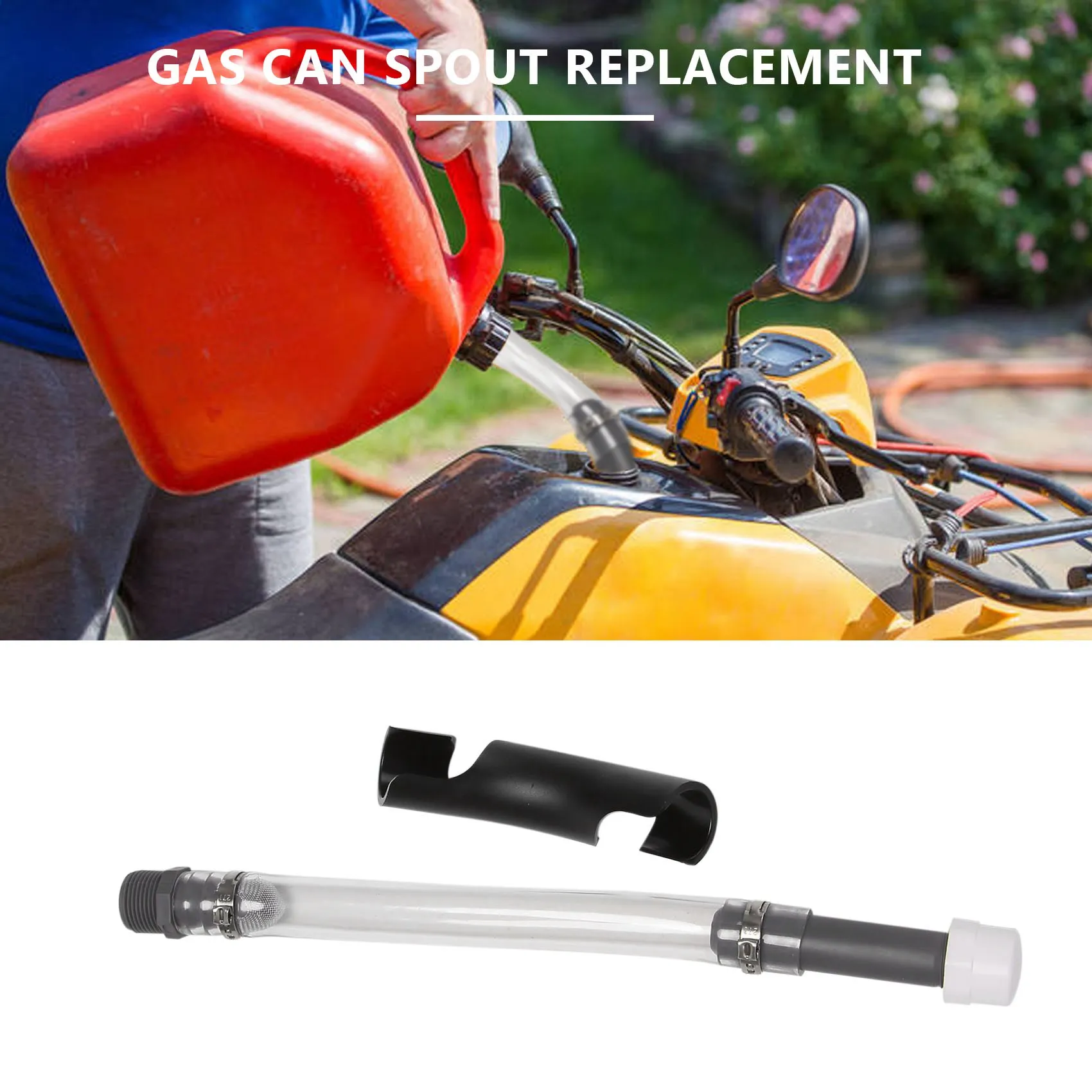 

Compact 5 Gallon Fuel Jug Gas Can VP Racing Fuel Deluxe Cap Filler Hose 14-Inch Hose Kit