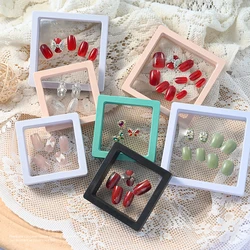 7/8.8cm Press On Nail Packaging Boxes - Premium Clear Floating Display Nail Jewelry Storage Box- PE Film Nail Tips Package Cases