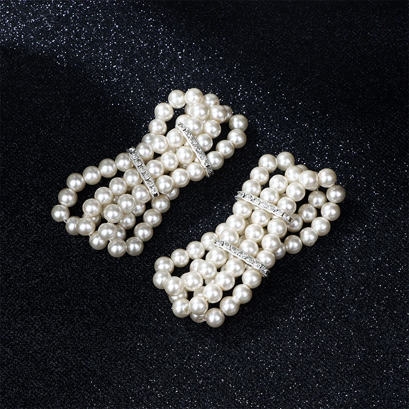 Pulsera de diamantes de imitación de perlas de 3 filas, pulsera elástica, brazaletes de cuentas multicapa de perlas de imitación, regalo de joyería para mujer