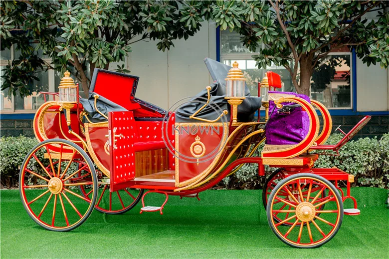 2022 Park Sightseeing Horse Carriage Customized William Royal Carriage Red Color Wedding Horse Cart