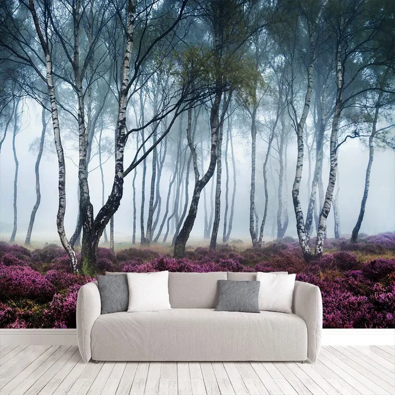 

Classic Wallpaper World Forests Wood Home Improvement Fabric Wallcovering Custom Mural Cloth Covering Foggy Fantasy Enchanted