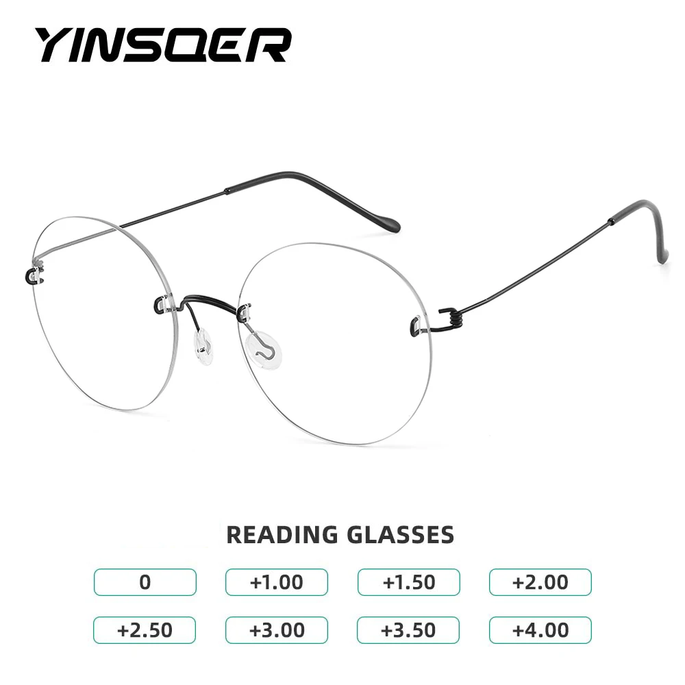 Rimless prescription glasses Anti-blue light Reading Eyewear Unisex Titanium Lightweight Magnification Presbyopia Eyeglasses