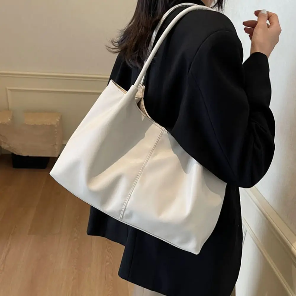 

Versatile Large Capacity PU Leather Shoulder Bag Casual French Style Underarm bag Handbag Solid Tote Bag Vacation