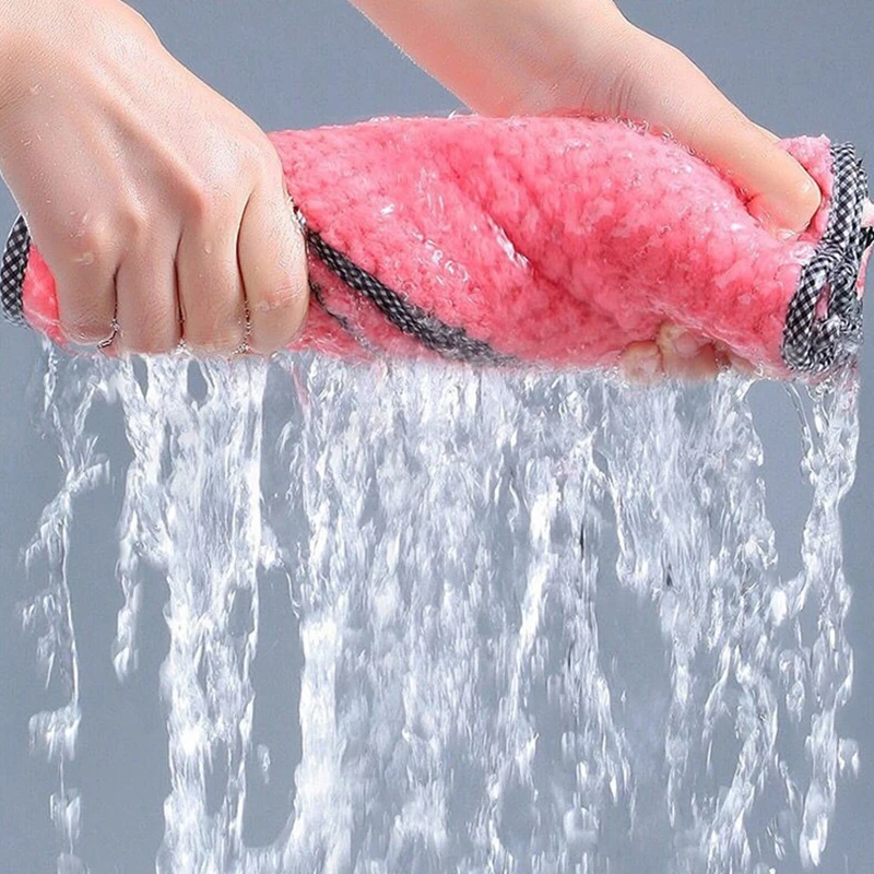 Anti-Oil Kitchen Towel  Microfiber Kitchen Cleaning Cloth Thicken Absorbent Scouring Pad Kitchen Daily Dish Towel