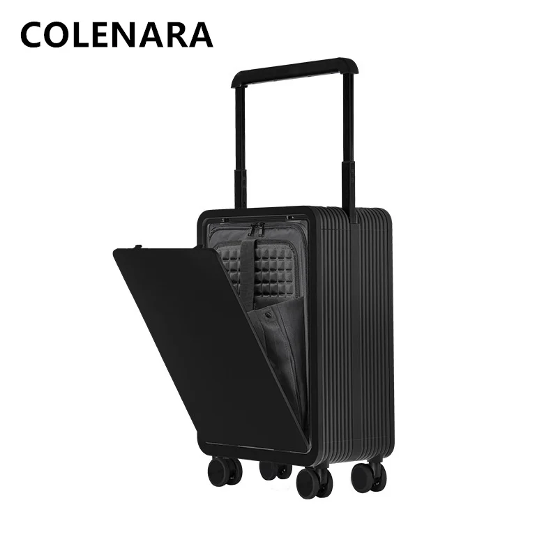 COLENARA 여행 가방 전면 노트북 탑승 케이스, USB 충전 트롤리 케이스, 여성용 암호 상자, 20 인치 남성 휴대 여행 수하물