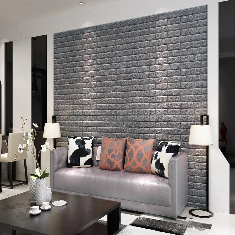 Wallpaper for Home Wall Decoration 3D Brick Self Adhesive Vinyl Wallpaper Soft Foam Base Wall Sticker for Bedroom Living Room view 3