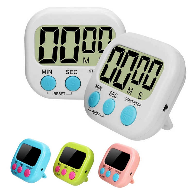 1PC Digital Kitchen Timer Magnetic Backing Stand Countdown Alarm Mini LCD Big Digits Loud Alarm For Cooking Baking Sports Games