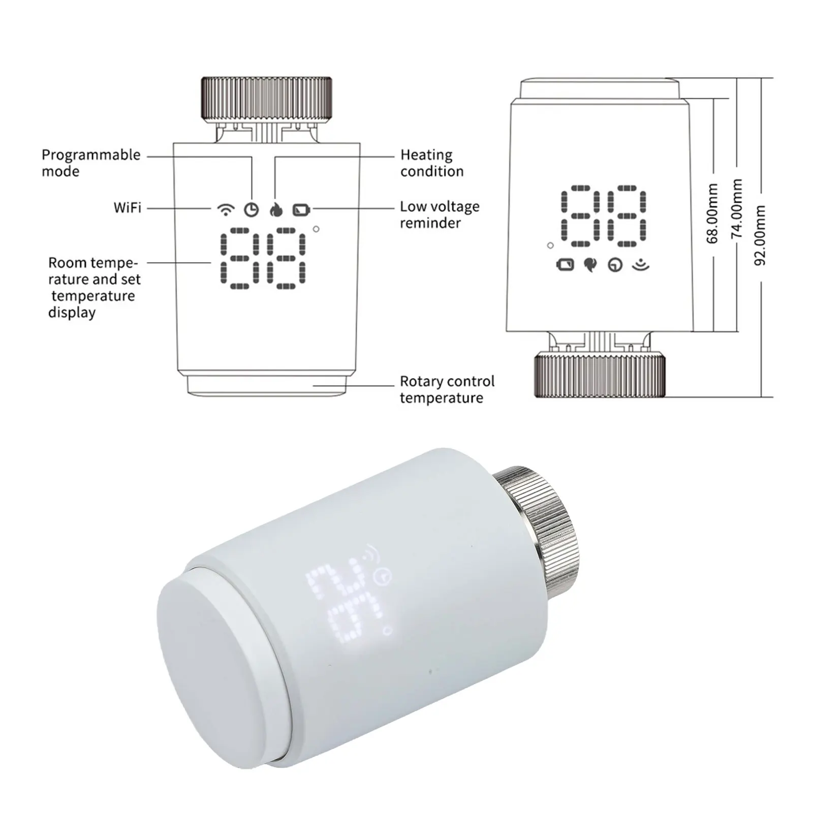For Alexa For Smart Home Voice Activated Thermostat Smart Home Valve Family Shared Thermostat Control ABS Material Construction